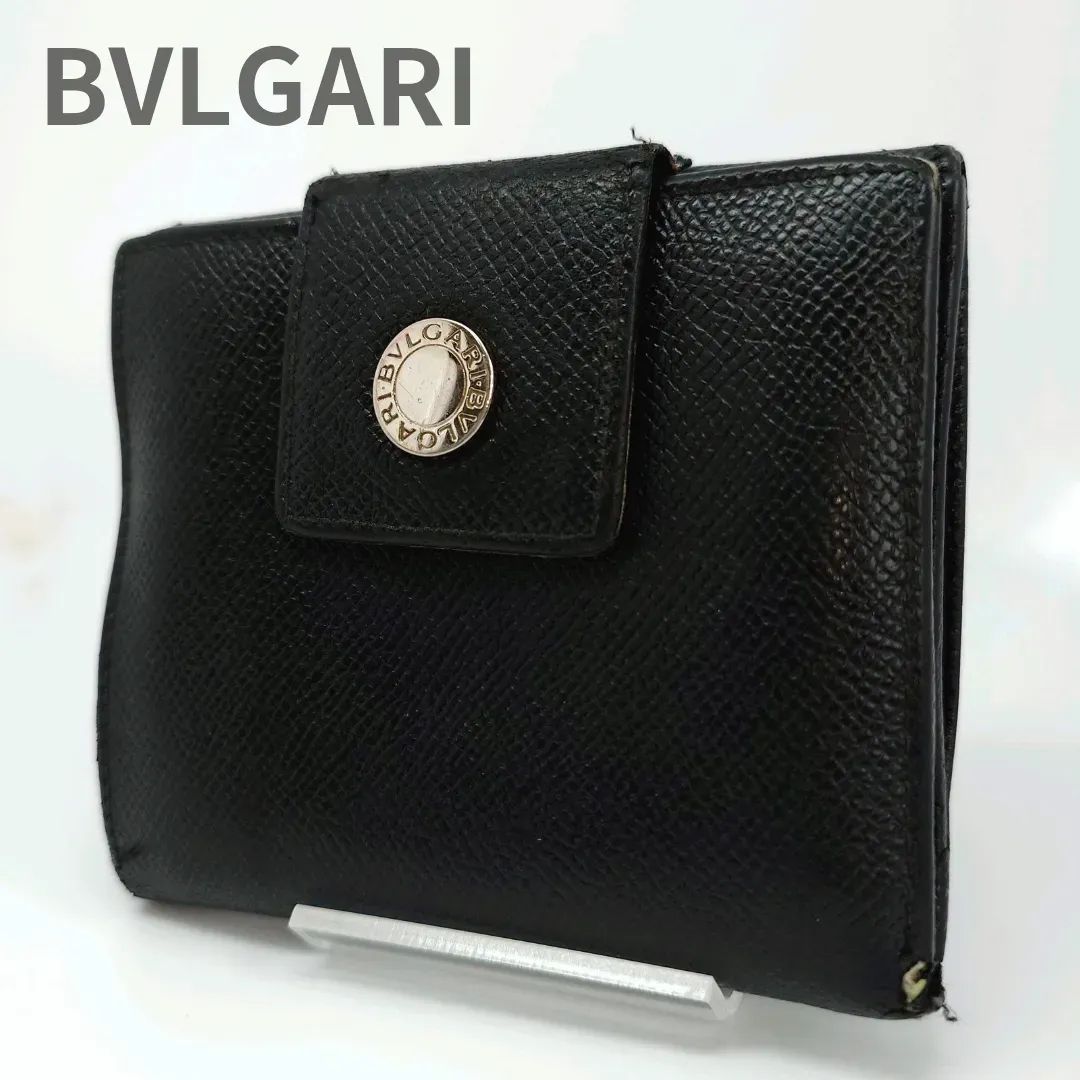 BVLGARI ブルガリ 二つ折り財布 シルバー金具 クラシコ Wホック レザー コンパクトウォレット ブラック 中古 - メルカリ