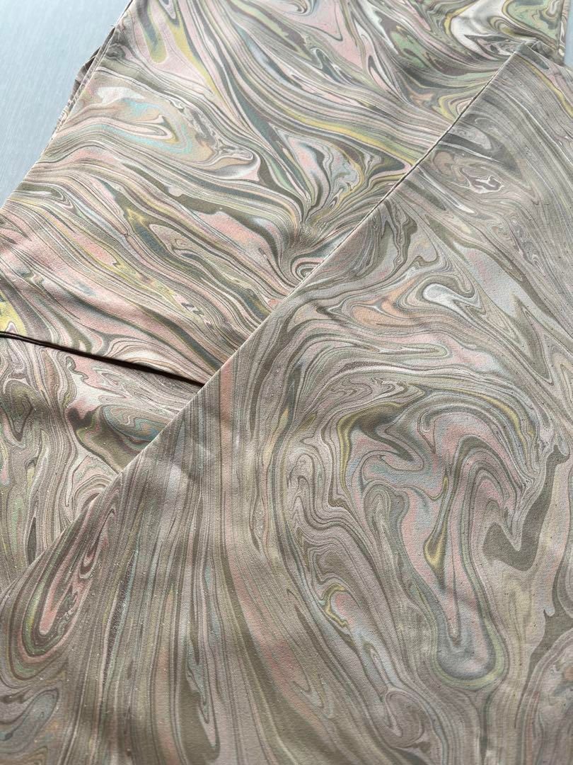 単衣 小紋 墨流し グレージュピンク