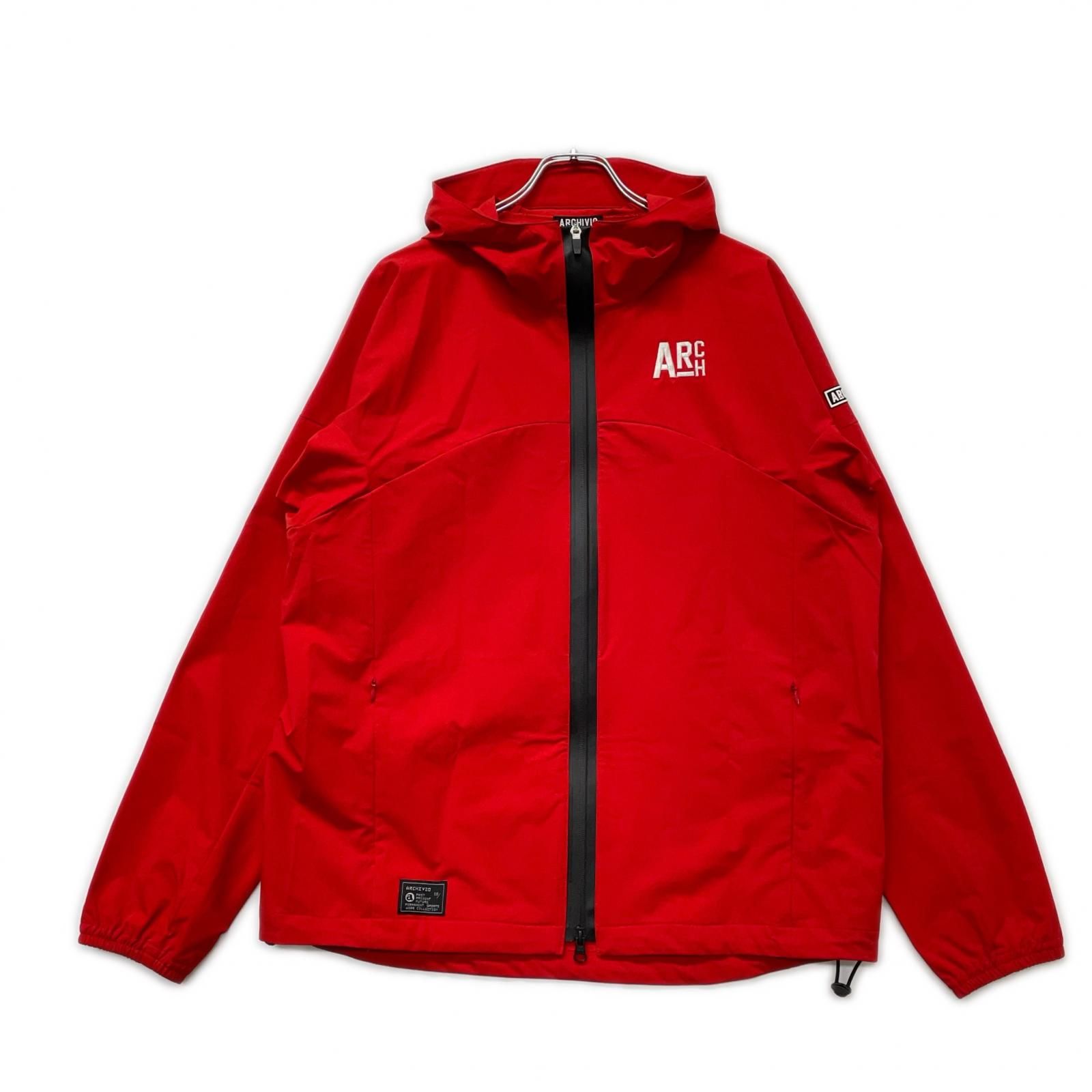 メンズ アルチビオ archivio フルジップアウター 50 LL 赤 パーカー フーディー 防風 ストレッチ
