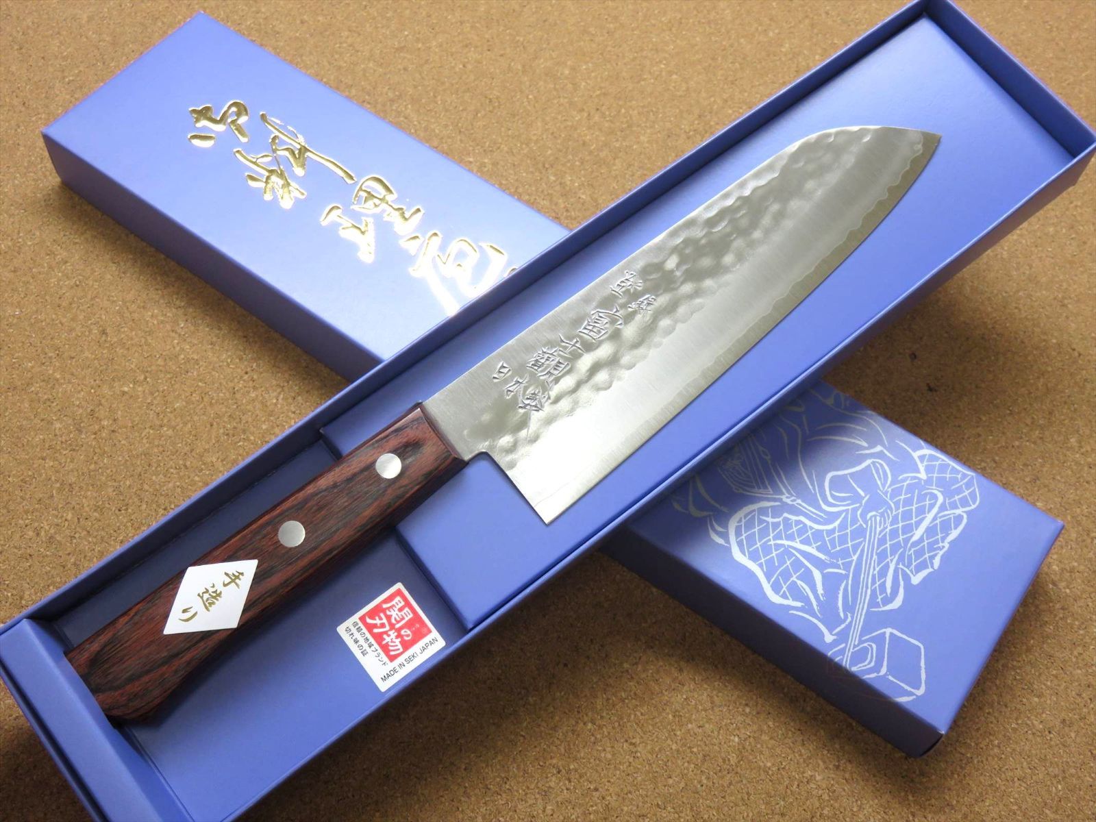 関の刃物 三徳包丁 17cm (170mm) 富士觀 鎚目鍛造 本割込 3層鋼 V金1号 