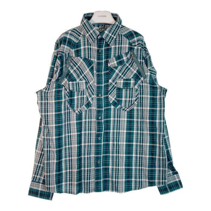 PELLE PELLE ペレペレ チェックシャツ アーチロゴ鋲 グリーン size2XL