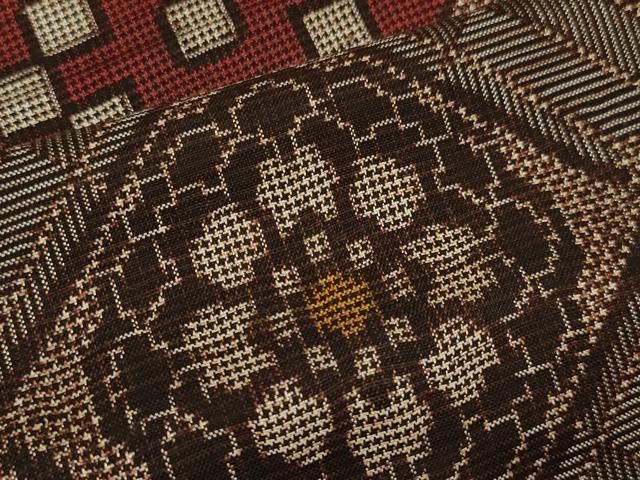 平和屋着物＃本場大島紬 龍郷絣 長羽織 7マルキ 菱吉祥花文 ロング丈