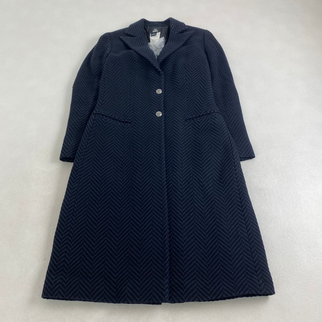 ヴェルサーチ ロングコート ヘリンボーン 中綿キルティング イタリア製