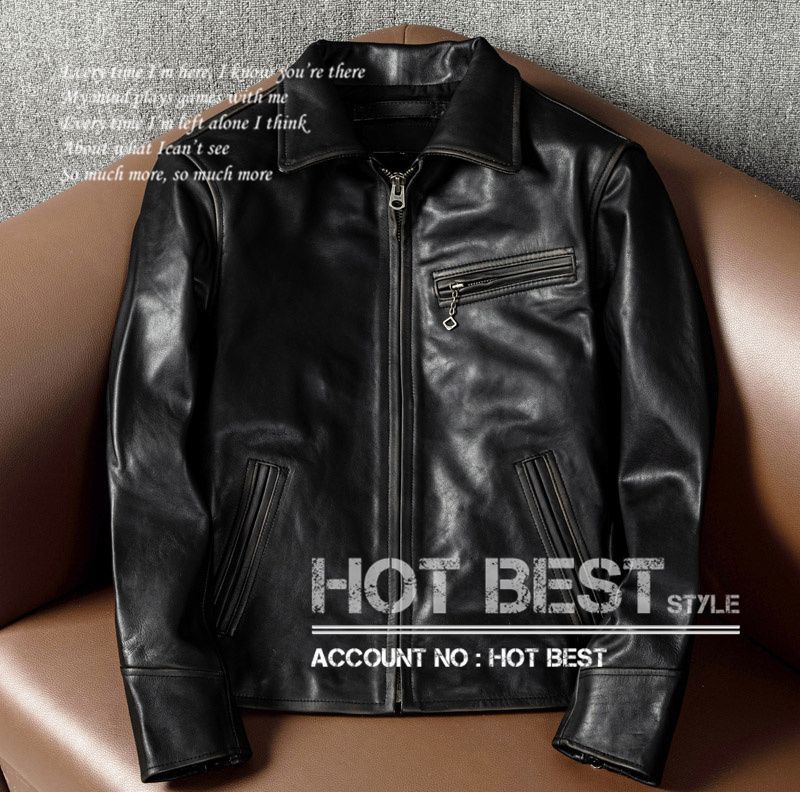 上質革ジャン メンズ　茶芯ホースハイド 30年代スタイル シングルライダース レザージャケット  トスカーナ植物鞣し革 馬革 上質革ジャン メンズ 茶芯ホースハイド 30年代スタイル シングル