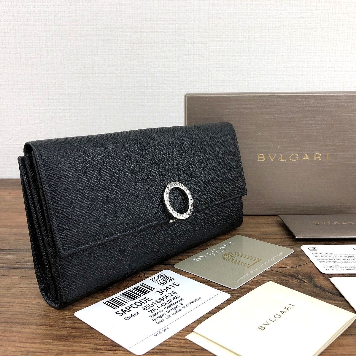 フラワープリント 未使用品 BVLGARI 長財布 30416 ブラック 48 - 長財布