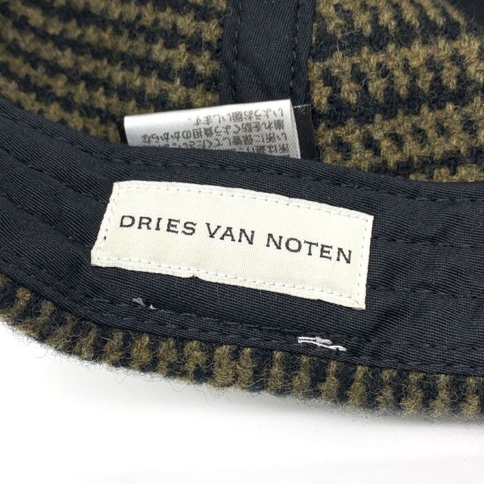 DRIES VAN NOTEN ドリスヴァンノッテン 千鳥格子 ウールキャップ 帽子 ブラウン DRIES VAN NOTEN ドリスヴァンノッテン 千鳥格子 ウールキャップ 帽子