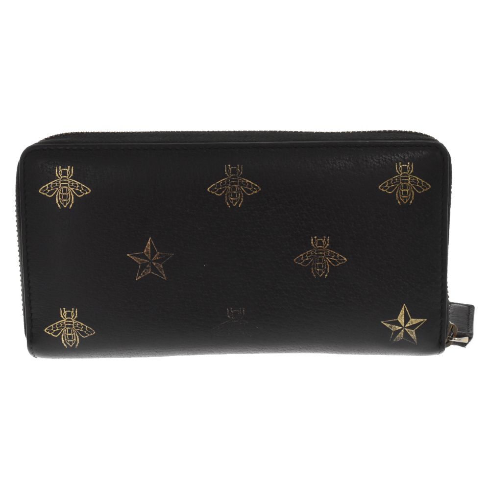 GUCCI (グッチ) BEE&STAR ビーアンドスター プリントレザー ラウンド 
