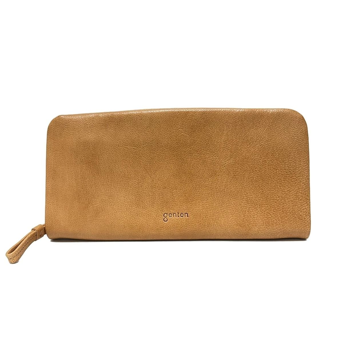 genten ゲンテン 長財布 - ライトブラウン ラウンドファスナー レザー