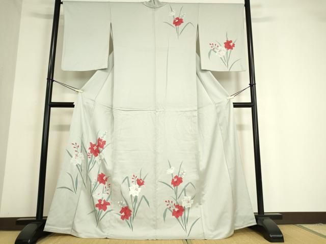 平和屋着物▽訪問着 単衣 雪輪花文 暈し染め 金彩 正絹