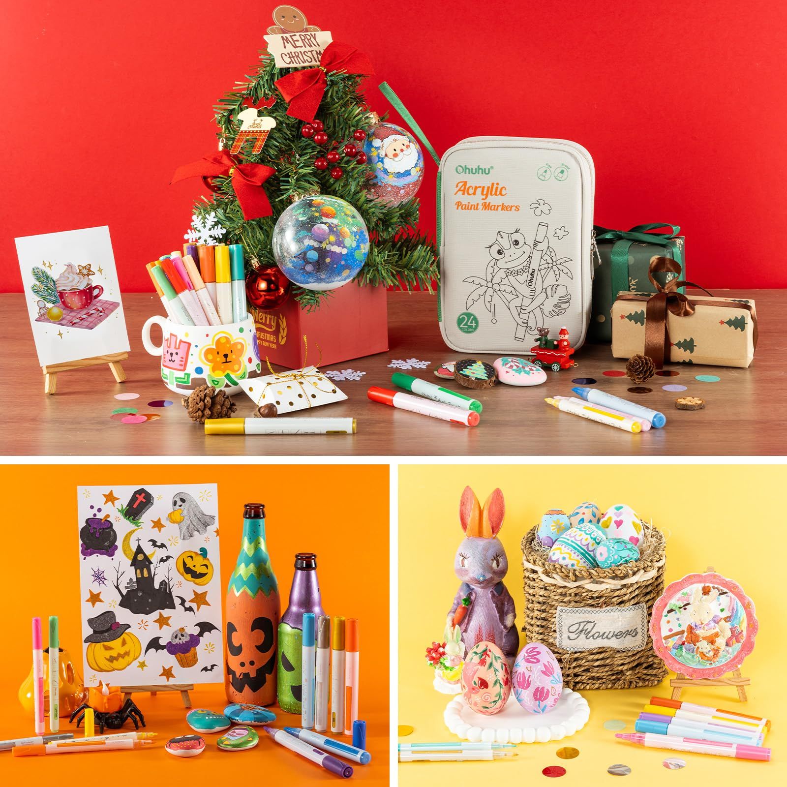 新品 Ohuhu アクリルマーカー 48本24色セット ペイントペン