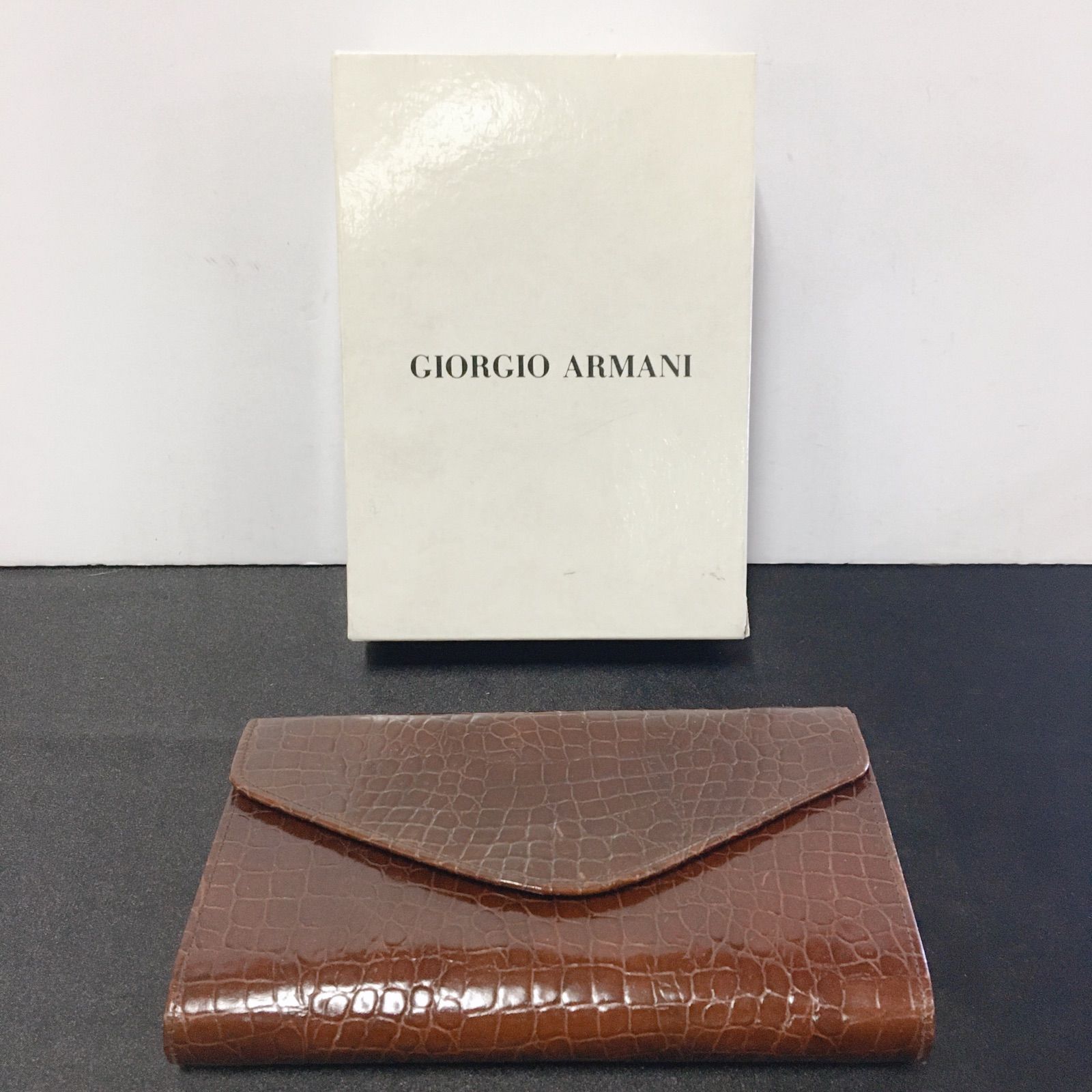 美品】GIORGIO ARMANI ジョルジオアルマーニ 財布 クロコダイル ワイン