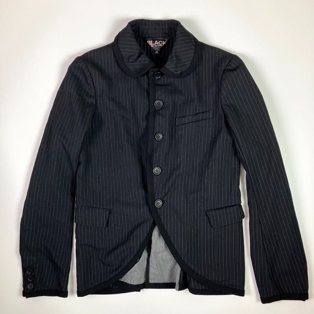 BLACK COMME des GARCONS 丸襟 ストライプ ジャケット BLACK COMME des GARCONS ブラック コムデギャルソン チョーク