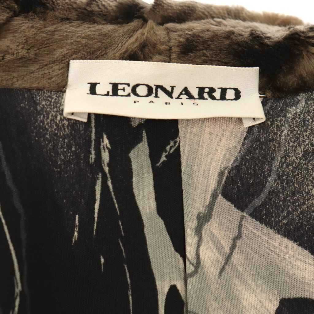 レオナール LEONARD フェイクファーコート ステン シルク ベルト付き 38 ダークブラウン ES GY53 SIROKUMA-CORPORATION_COM
