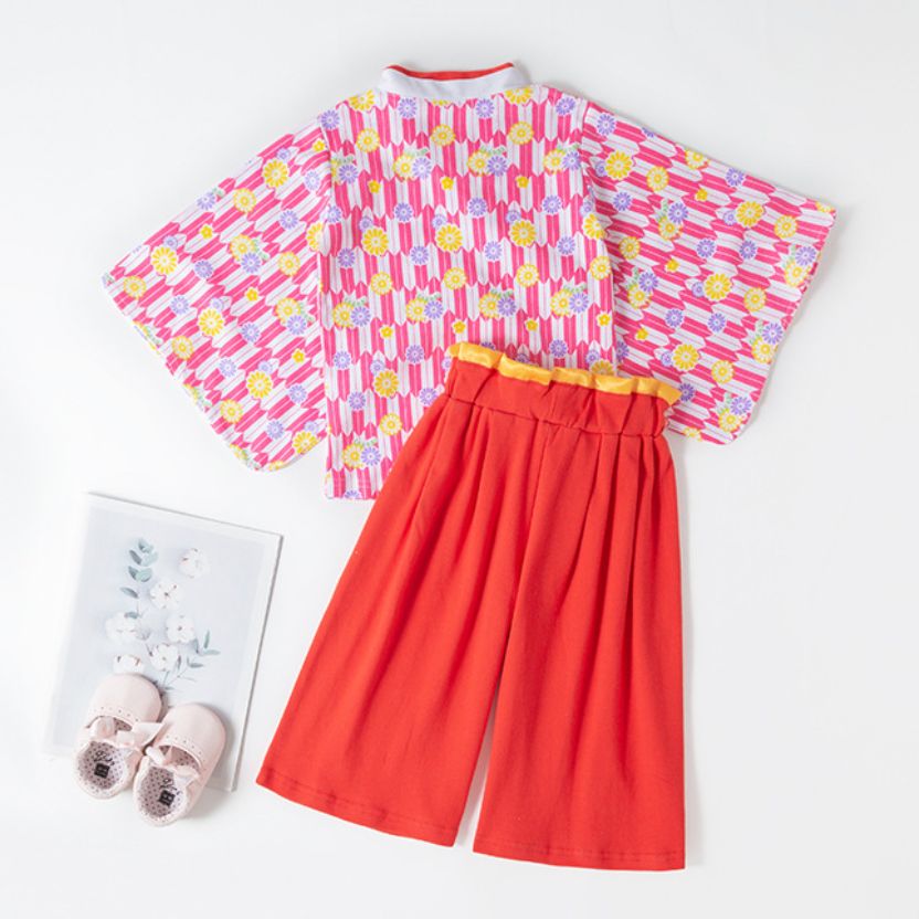 袴 セパレート上下セット 100 女の子 お正月 和装 ひな祭り 赤 花柄 袴 セパレート上下セット 100 女の子 お正月 和装 ひな祭り 赤 花柄