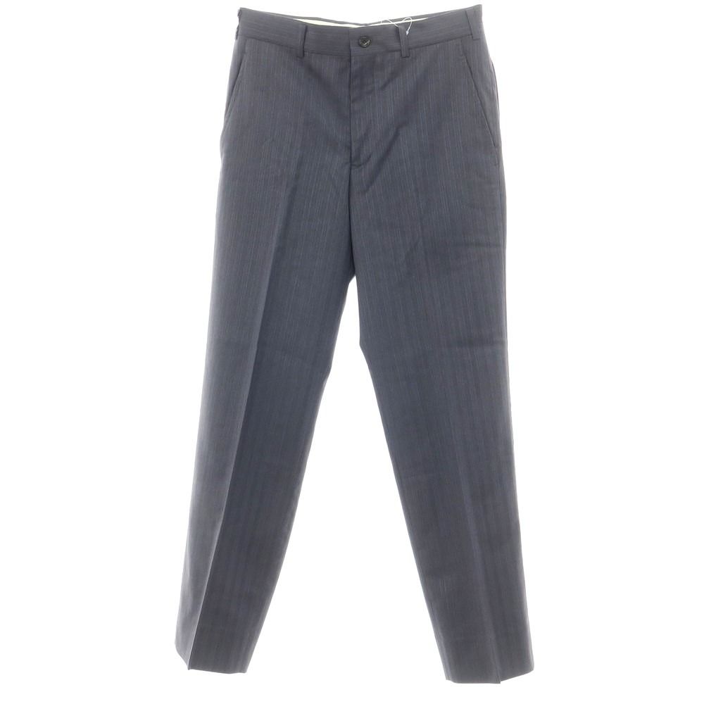 【中古】コムデギャルソン オムドゥ COMME des GARCONS HOMME DEUX 2024年春夏 ウール ストライプ カジュアルスラックスパンツ ダークグレーxブルー【サイズXS】【メンズ】