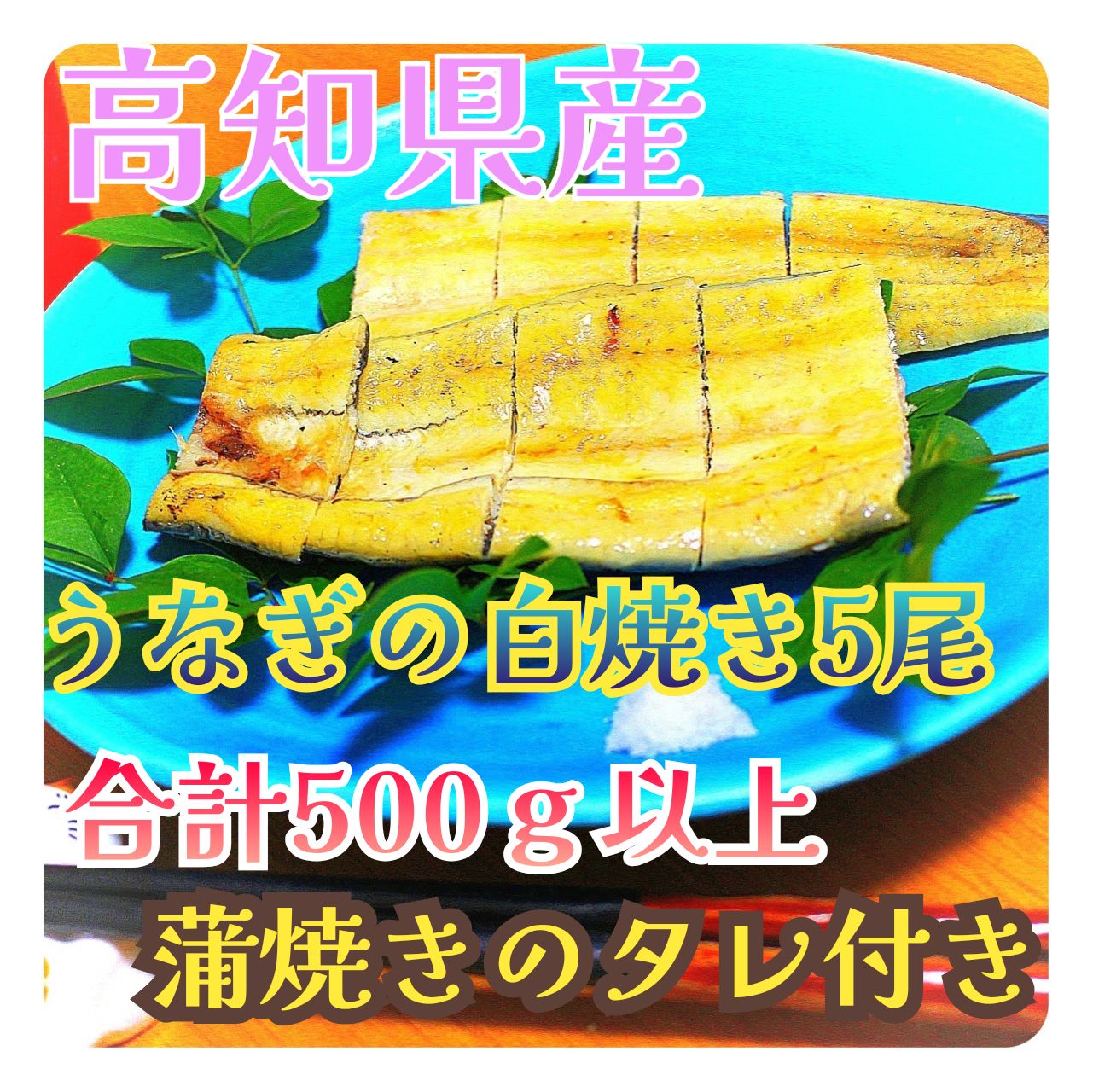 国産高知県産うなぎの白焼き合計0.5㎏以上5尾有頭100～120ｇ蒲焼きのタレ5袋 注文後1週間以内に発送