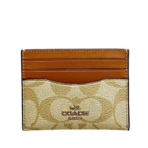 【鑑定済】coach コーチ カードケース ライトカーキ 未使用 CO-312