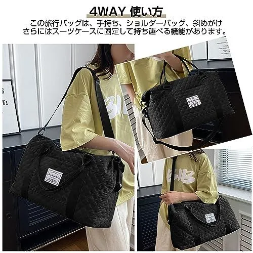 A-ブラック Ganve レディース ボストンバッグ 4way 大容量 35L