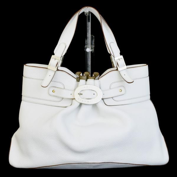 【中古】 未使用 新型 アニヤハインドマーチ ANYA HINDMARCH トートバッグ ショルダーバッグ ハンドバッグ ホワイト レザー 62H1461