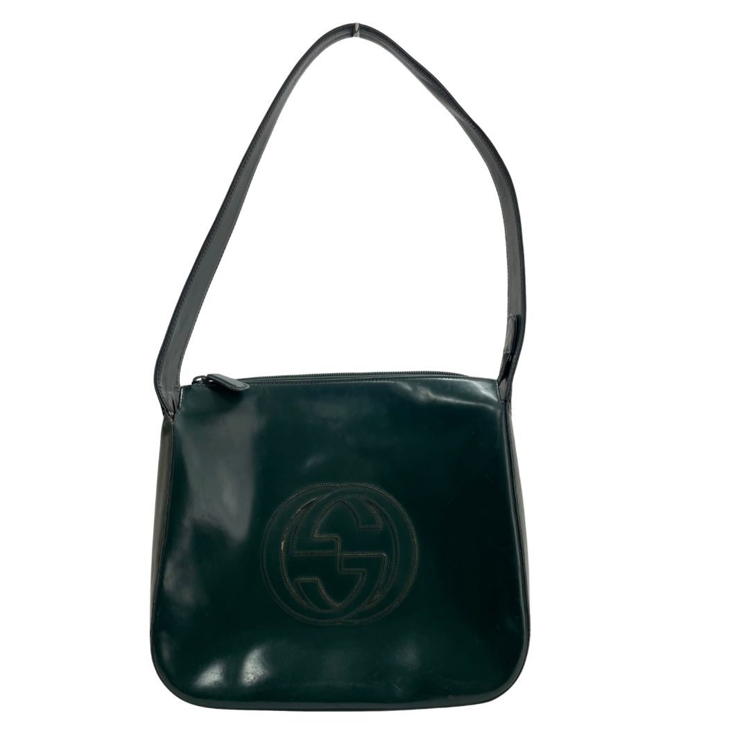 GUCCI エナメル 2way ハンドバッグ インターロッキング GG Gucci エナメルショルダーバッグ インターロッキング グリーン