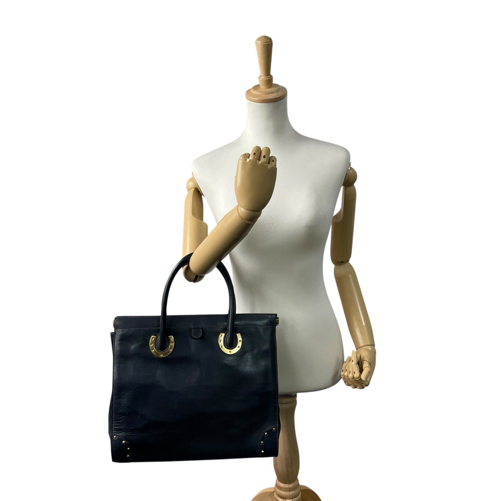 GUCCI グッチ ハンドバッグ トートバッグ ネイビー 紺色 レザー