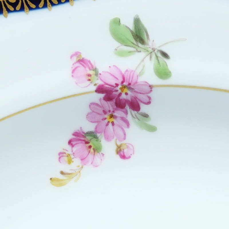 M02-t026 Meissen マイセン Aカンテ ベーシックフラワー 六つ花 アネモネ プレート 中皿 約21.5cm コバルト 金彩 一級品 M02-t026 Meissen マイセン Aカンテ ベーシックフラワー 六つ花