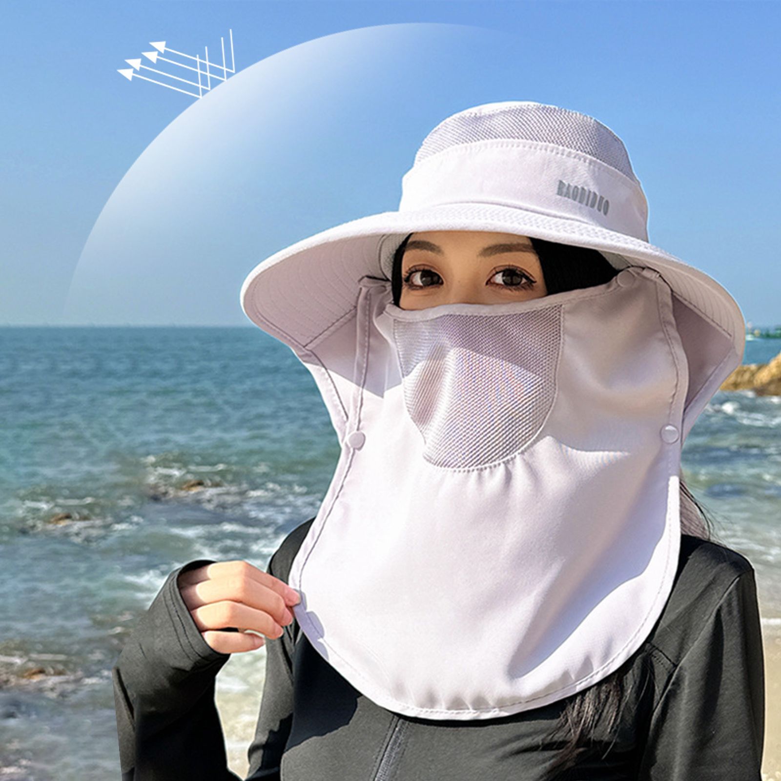 UVカット 帽子 フェイスカバー付き つば広 首筋まで日焼け対策 UVカット 帽子 フェイスカバー付き つば広 首筋まで日焼け対策