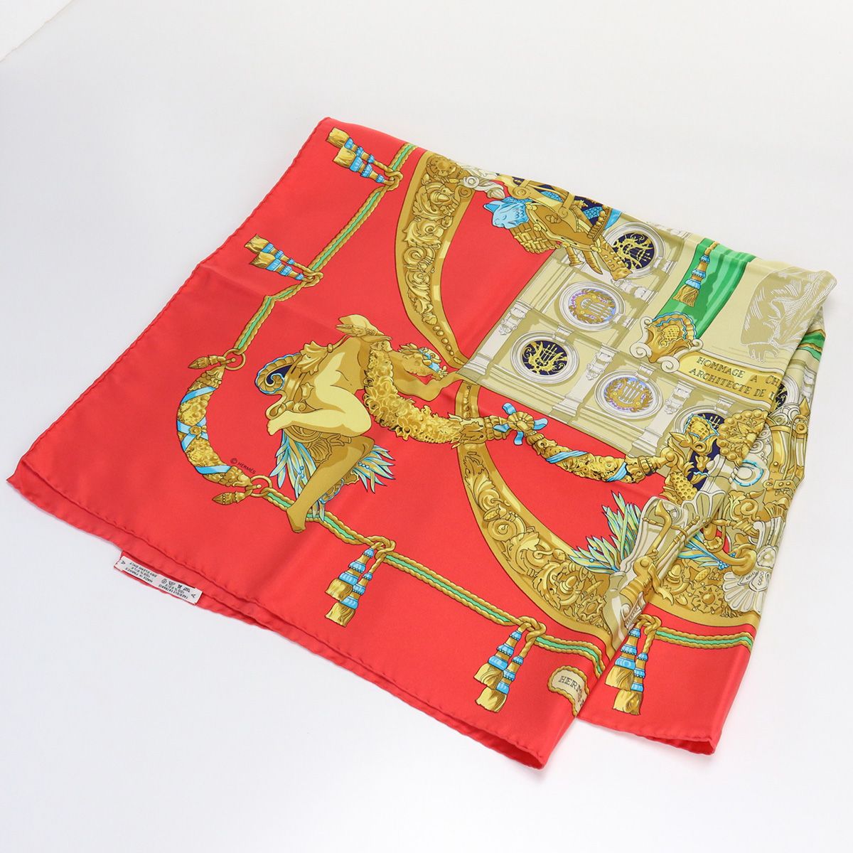 HERMESエルメス★大判シルクスカーフカレ90シャルルガルニエへの賛辞 HERMES エルメス カレ90 シャルルガルニエヘノ賛辞 スカーフ