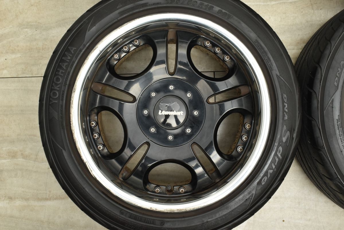 深リム LOWENHART 15in 7J 27 PCD100 ヨコハマ S.drive 195 50R15 ロードスター デミオ スイフト ヴィッツ フィット レーベンハート