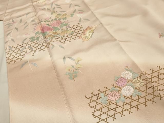 平和屋着物○訪問着 花蝶文 暈し染め 金彩 ロング丈 正絹