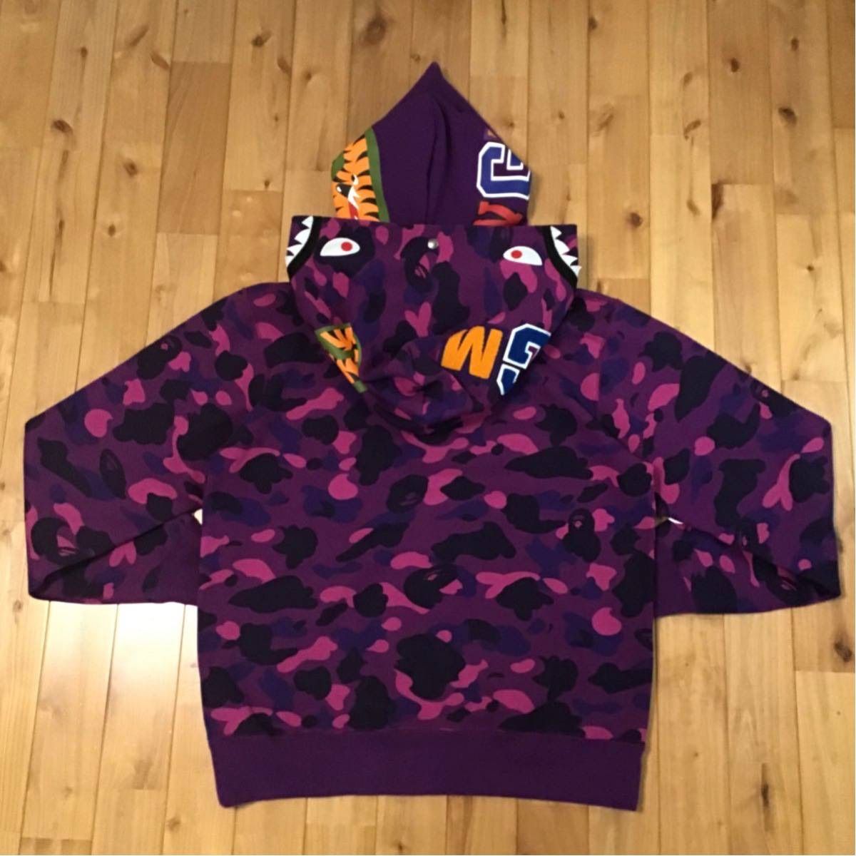 新作HOT A BATHING APE - 2XL Bape shark purple シャーク パーカー 紫