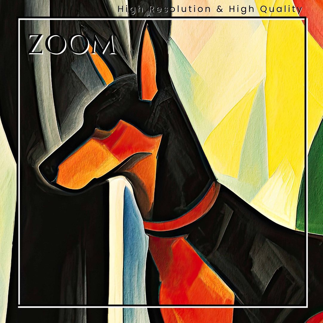 ドーベルマン 絵画 油彩画　オリジナル　原画 ドーベルマンの肖像画 抽象的なオリジナルのテクスチャ絵画 美しい