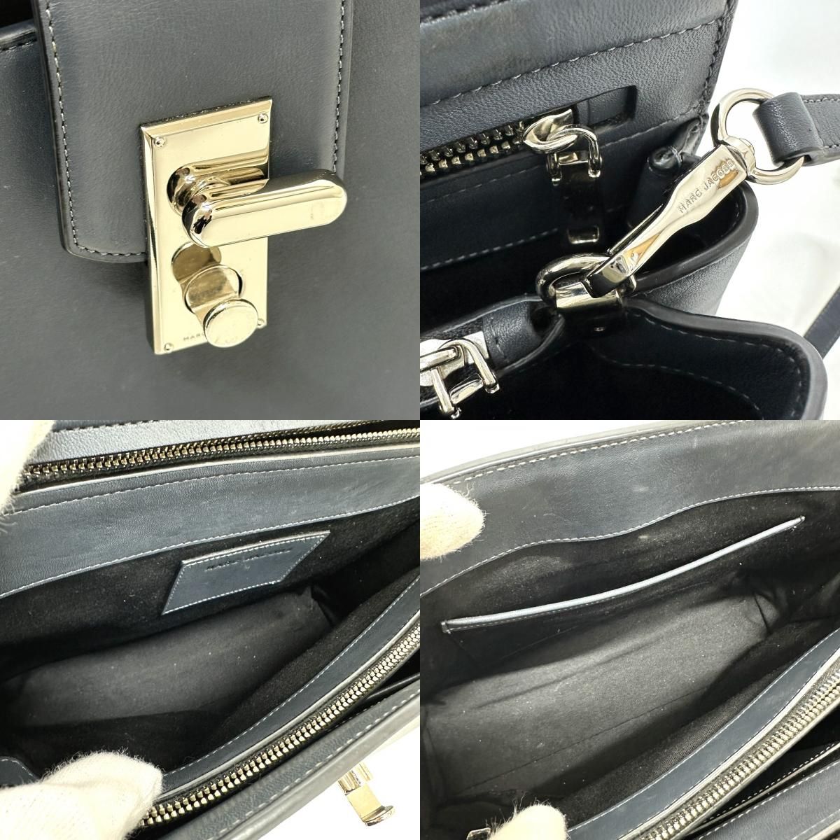 MARC JACOBS マークジェイコブス トートバッグ ターンロック レザー グレー