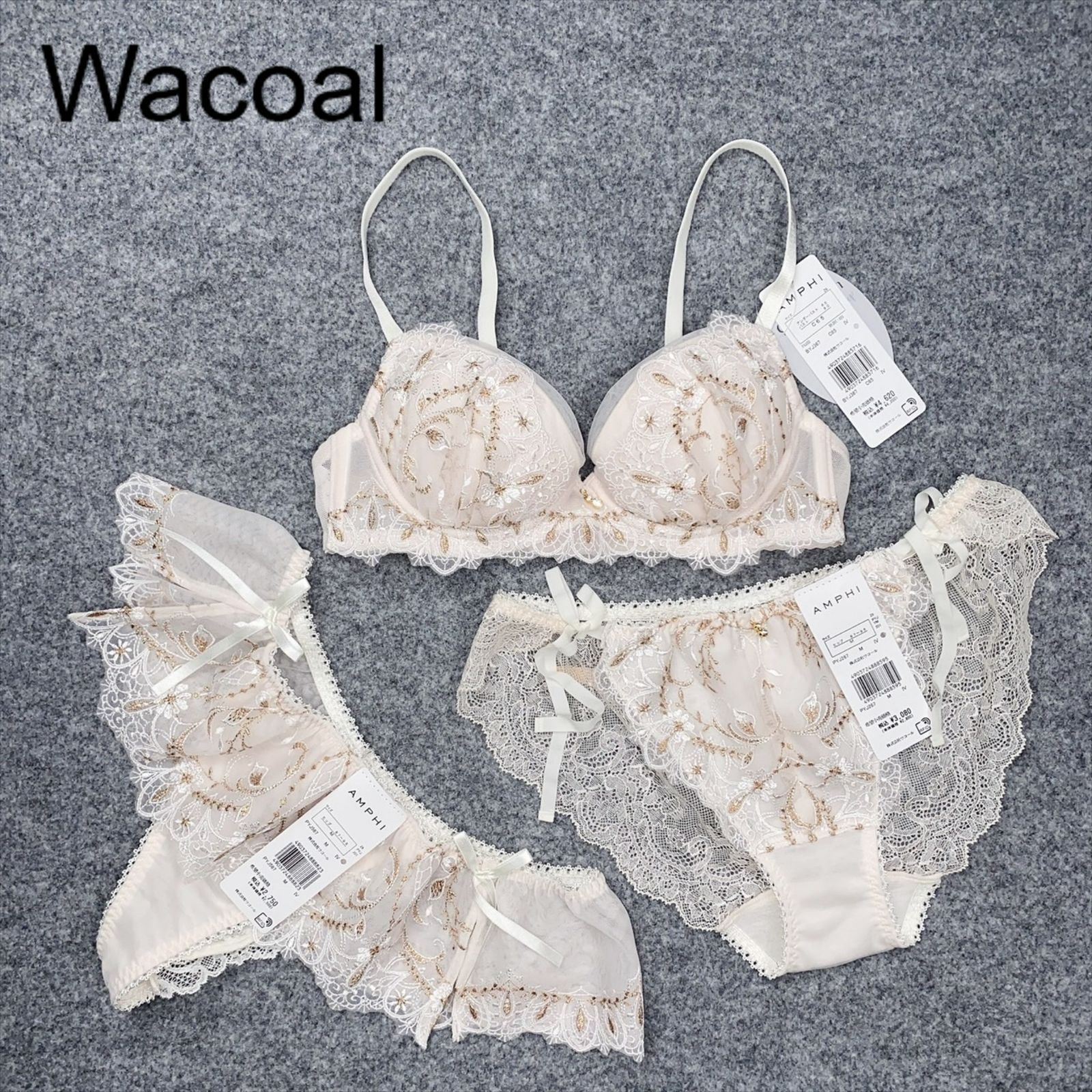 新品タグ付き】Wacoal ワコール ANPHI アンフィ ブラジャー C65 Tバック ショーツ M ランジェリー 下着 IV アイボリー 白 刺繍  華やか キラキラ - メルカリ