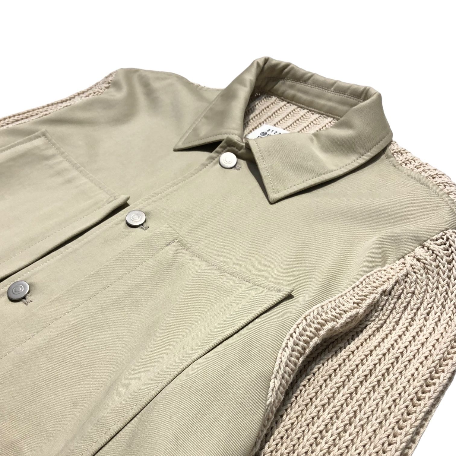 メゾンマルジェラ 20ssニット ドッキング ワークジャケット　ベージュ　カーキ MAISON MARGIELA(メゾンマルジェラ) 20SS knit docking work