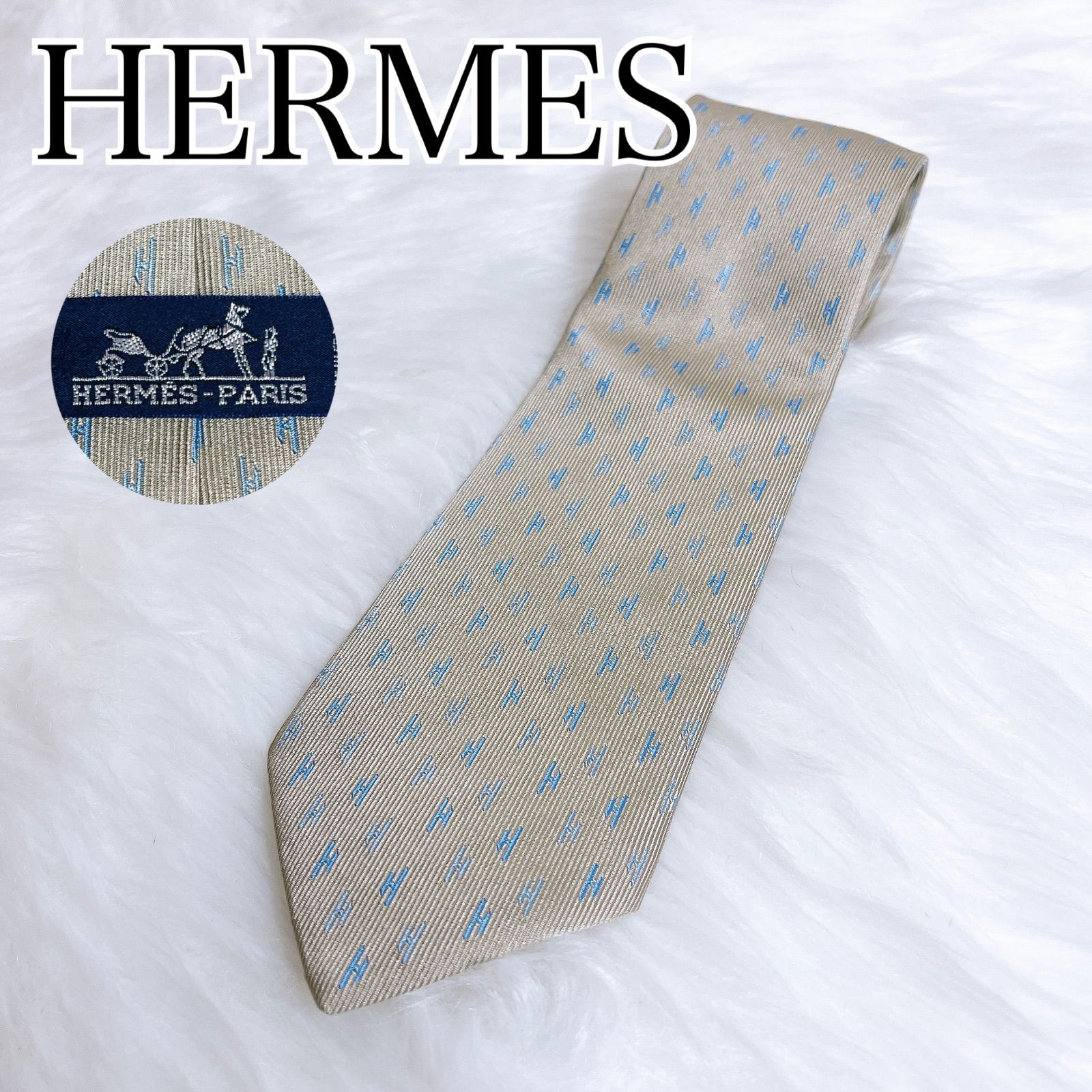 エルメス ネクタイ Hロゴ シルク フランス製