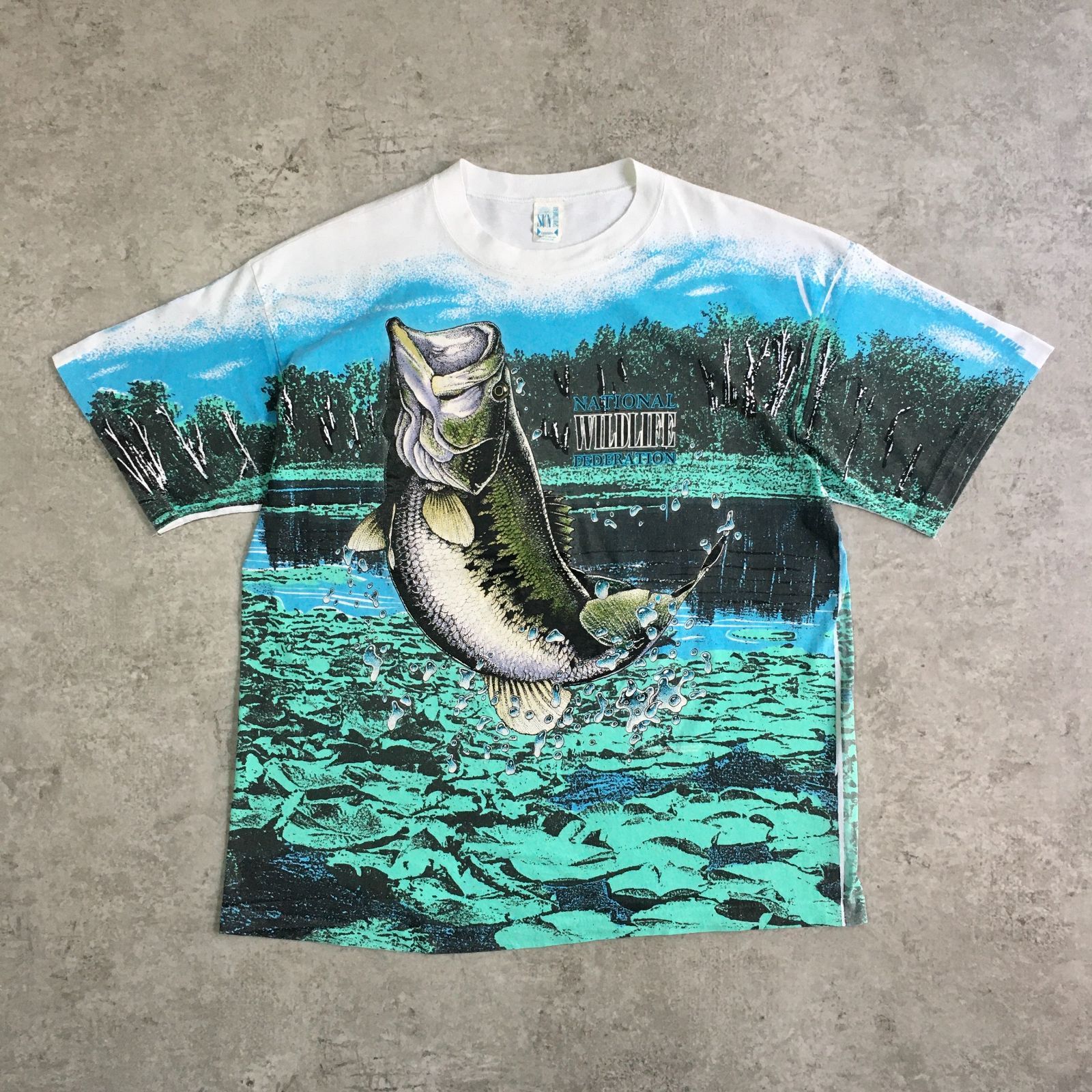 90s USA製 National Wildlife Federation Black Bass Full surface 