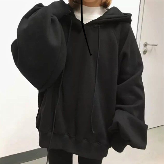 新品 韓国 パーカー オルチャン 黒 シンプル オーバーサイズ 無地 大きめ メルカリShops