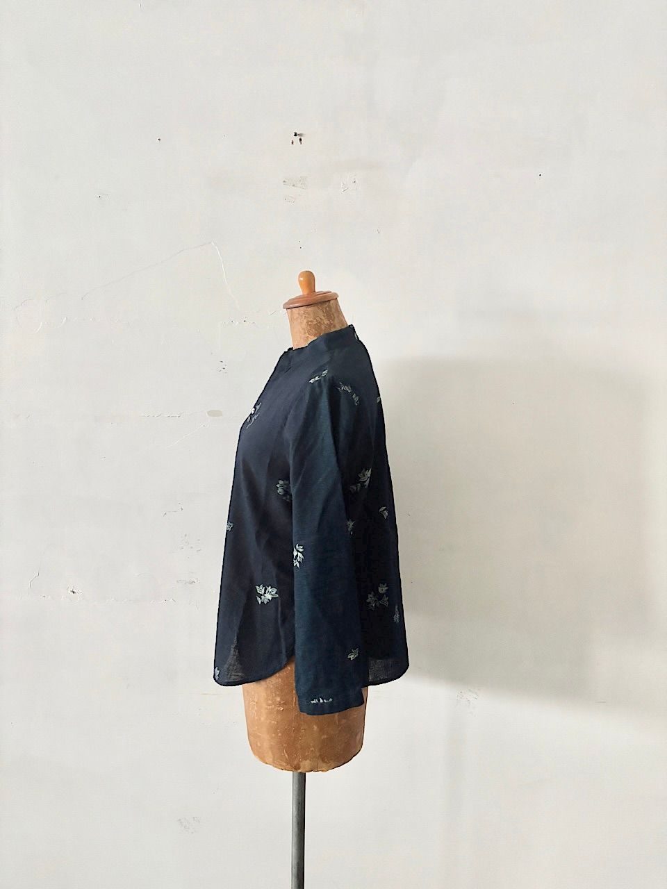 美品】PAL'LAS PALACE バンドカラー 花柄 インディゴ染め