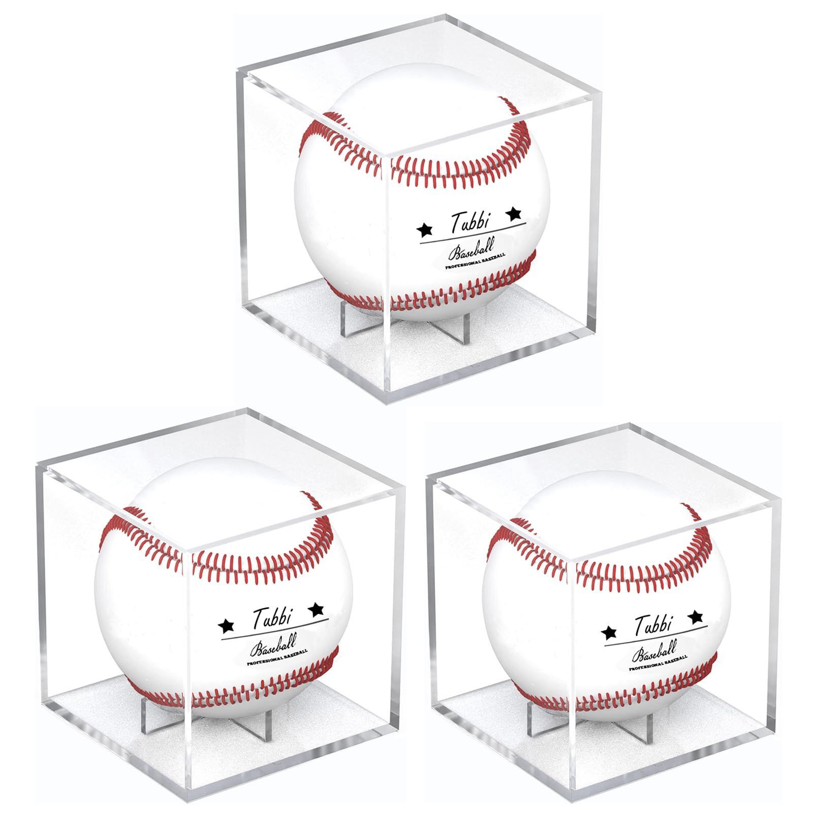 サインボール 野球ボールケース 野球 ホームランボールケース 野球 3個セット 劣化、変色を防止する UVカット付き サインボールケース アクリル コレクションケース ボール Tubbi 大切な記念ボールやホームランボールのディスプレイに 硬式野球ボール対応（