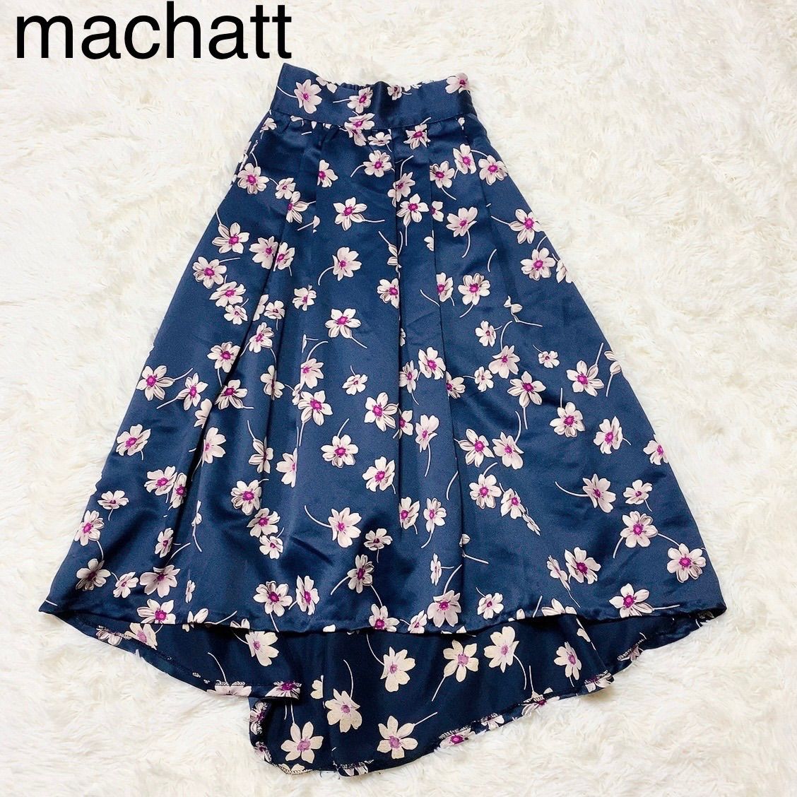 machatt正規品 花柄スカートカラーブラック - ロングスカート