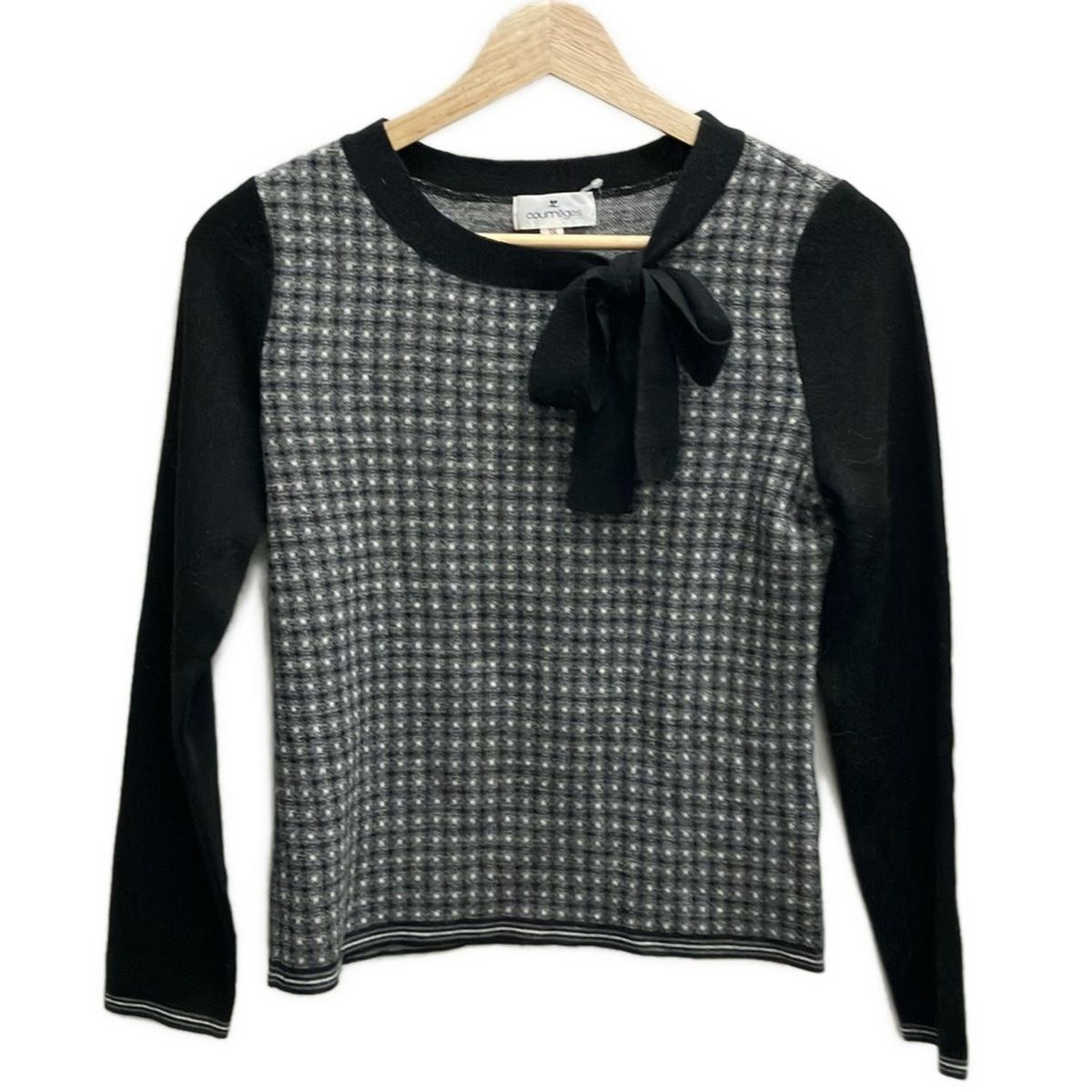 Courreges - COURREGES(クレージュ) 長袖セーター サイズ38 M レディース - アイボリー×黒 リボン COURREGES(クレージュ) 長袖セーター サイズ38 M レディース