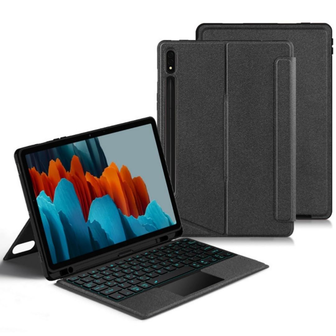 縦置き対応 Galaxy Tab S9 FE 12.4 インチ Galaxy Tab S10 キーボード タッチパッド バックライト付き マグネット式 ケース 分離式 Galaxy Tab S9 12.4インチ キーボードケース 磁気吸着 トラック