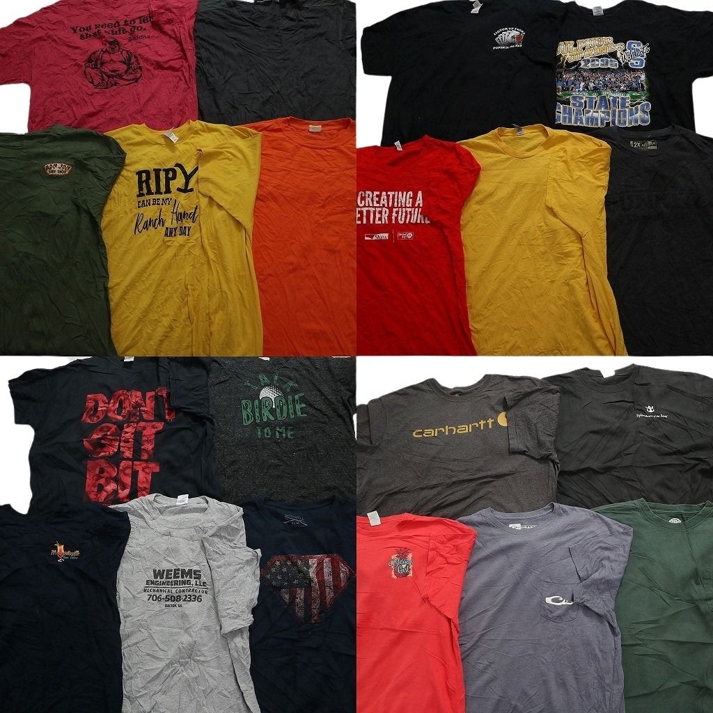 古着卸 まとめ売り カラーmix プリント 半袖Tシャツ 19枚セット (メンズ 2XL ) フロントプリント ワンポイントロゴ MS3743