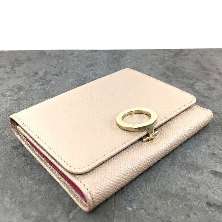 送料込み！ 良品 BVLGARI コンパクトウォレット ベージュ