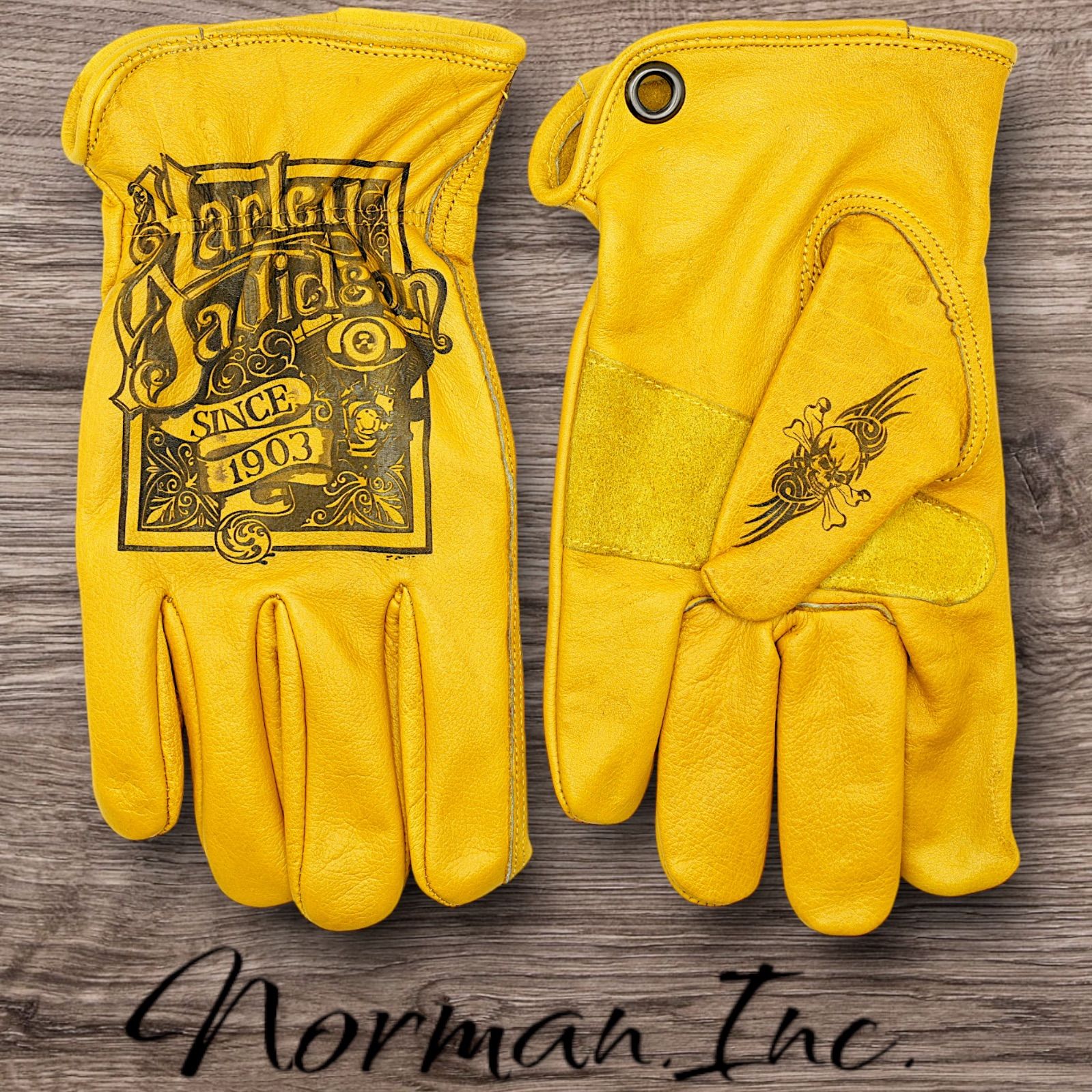 BARY レザーグローブ フレイムス 鹿革 バイク ハーレー M Blowout