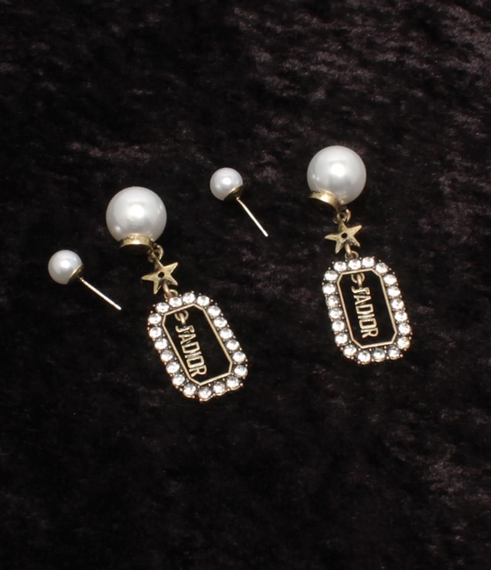 美品】ディオール イヤリング パール ラインストーン ゴールド 希少 極