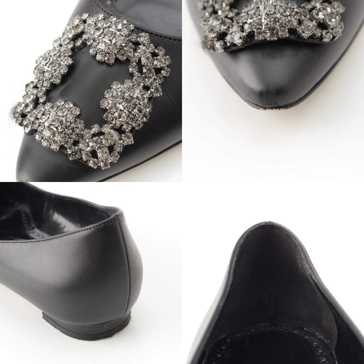 マノロブラニク ハンギシ フラットシューズ 35 高級 イタリア製 ビジュー MANOLO BLAHNIK マノロブラニク パンプス フラットシューズ