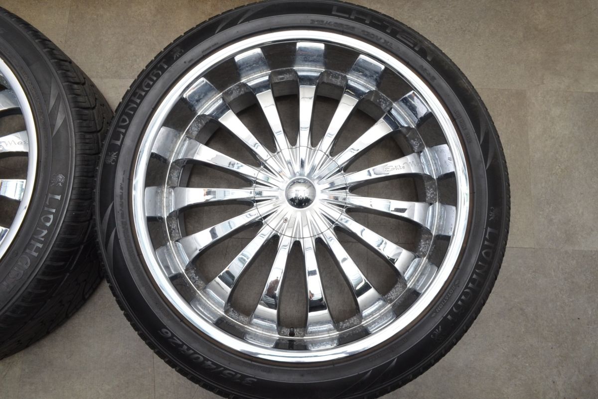 新作の新商品続々！ 26インチ 大口径 エリートマックス 26in 11J ±0 PCD165 8穴 8H ライオンハート LH-TEN 315 40R26 ハマー H2 メッキホイール 現状販売