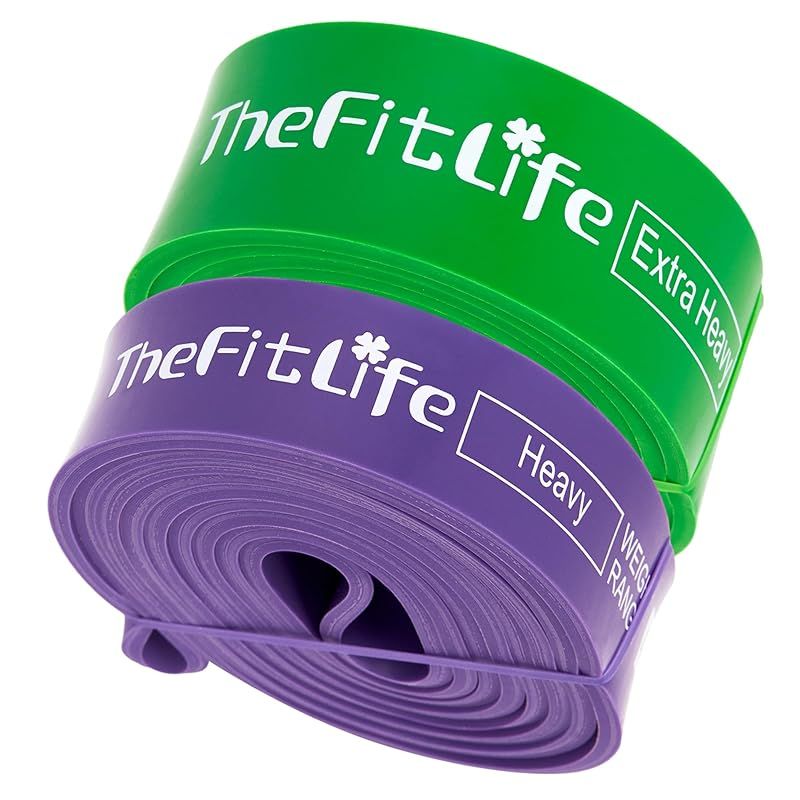 正規品，最新作 【新着商品】TheFitLife トレーニングチューブ 筋トレチューブ 懸垂チューブ (紫/緑) その他